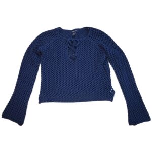 Abercrombie & Fitch Women's navy knit‎ key hole sweater size Medium